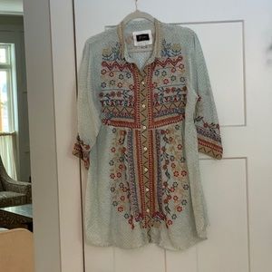 M silk BIYA by Johnny Was embroidered tunic/blouse